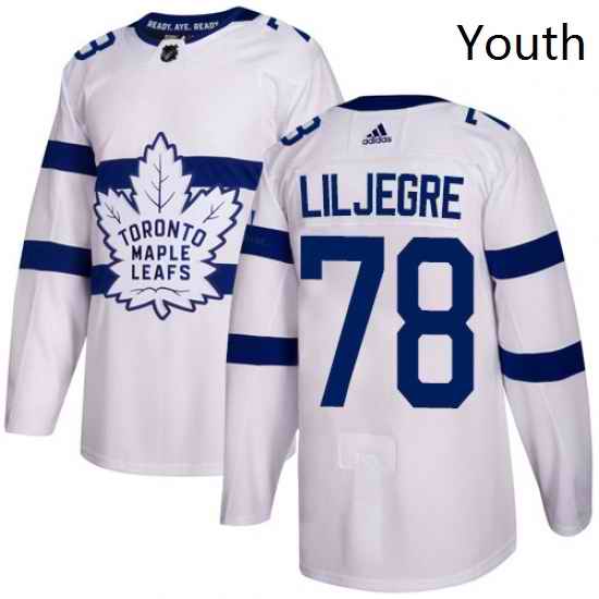 Youth Adidas Toronto Maple Leafs 78 Timothy Liljegren Authentic White 2018 Stadium Series NHL Jersey